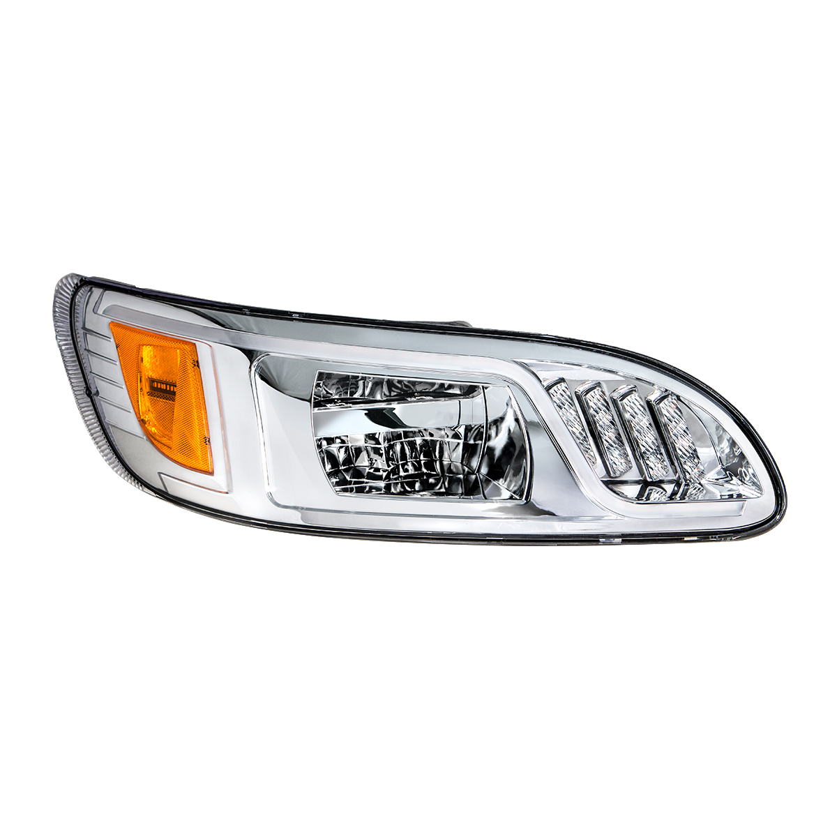 Chrome LED Headlight With LED Turn, Position, & DRL For Peterbilt 386(2005-2015) & 387(1999-2010)- Passenger - Thumbnail 3