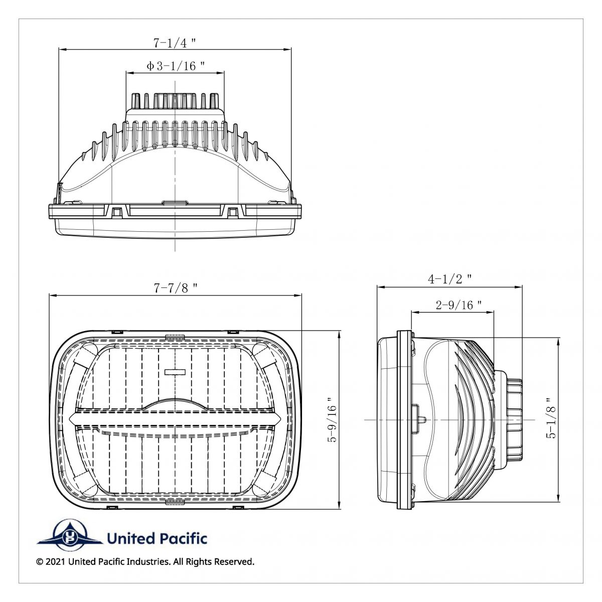 ULTRALIT - 7 LED 5" X 7" Rectangular Headlight With LED Light Bar - Thumbnail 8