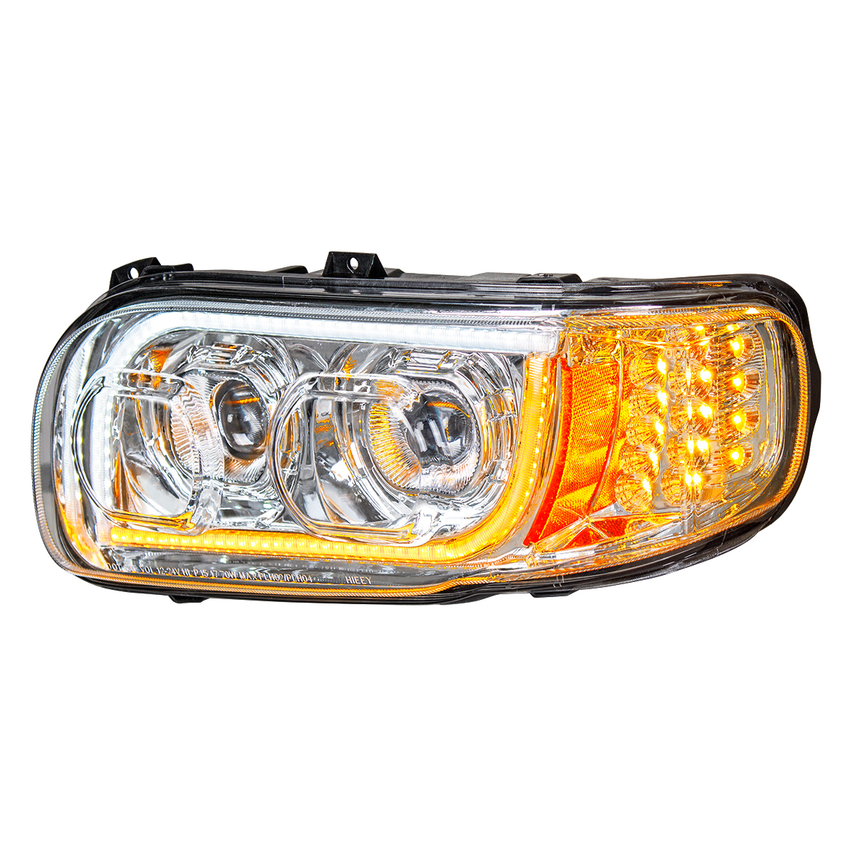 High Power LED Chrome Headlight With 16 LED Turn & 57 LED Bar For 2008-2024 Peterbilt 389- Driver - Thumbnail 11