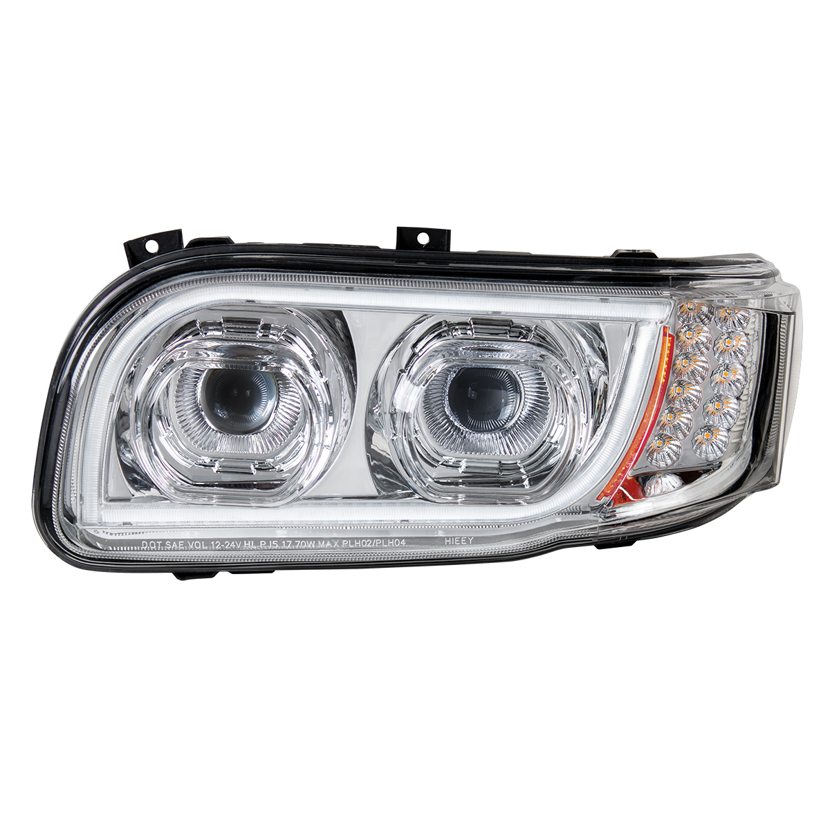High Power LED Chrome Headlight With 16 LED Turn & 57 LED Bar For 2008-2024 Peterbilt 389- Driver - Thumbnail 6