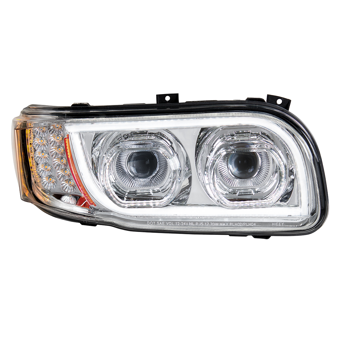 High Power LED Chrome Headlight With 16 LED Turn & 57 LED Bar For 2008-2024 Peterbilt 389- Passenger - Thumbnail 5