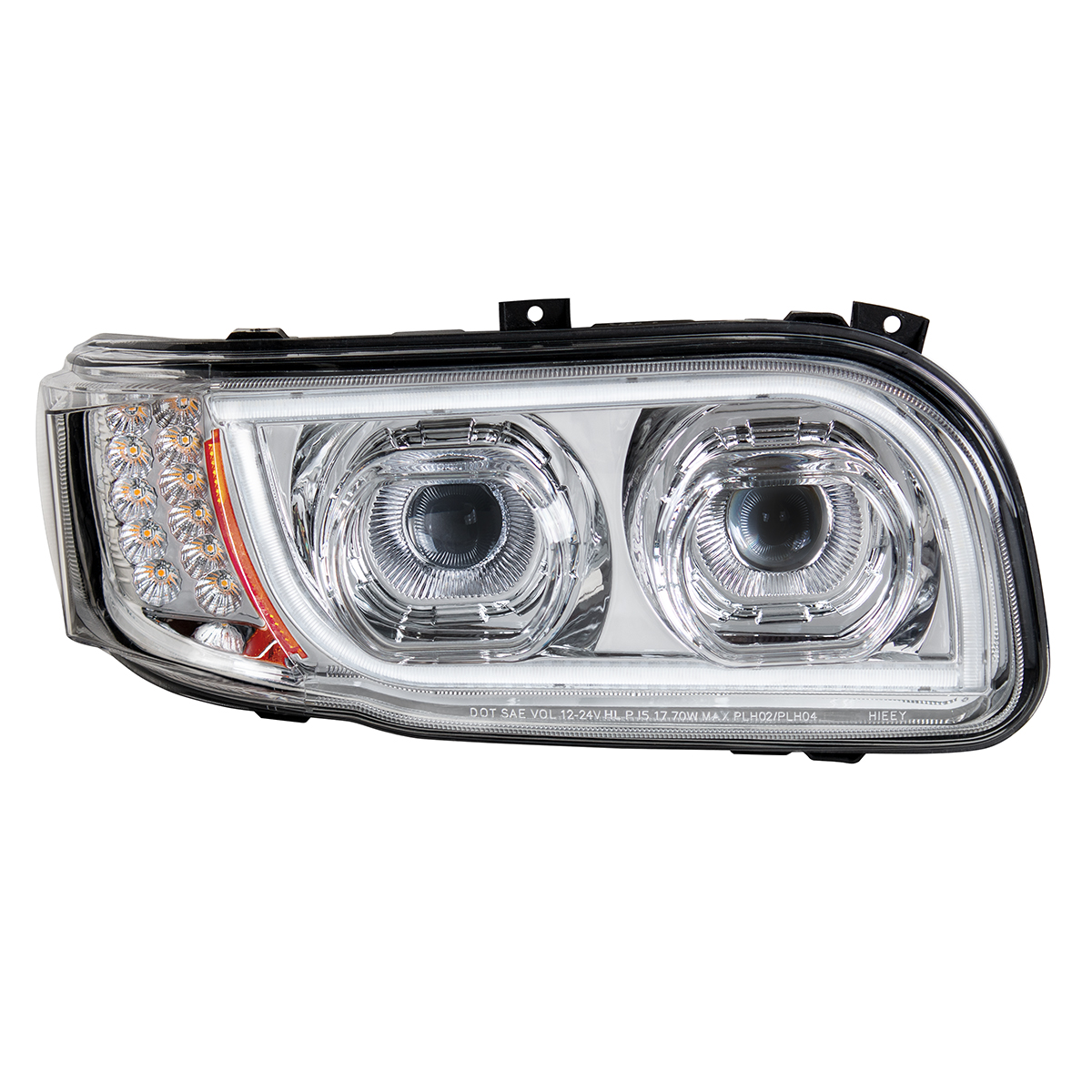 High Power LED Chrome Headlight With 16 LED Turn & 57 LED Bar For 2008-2024 Peterbilt 389- Passenger - Thumbnail 6