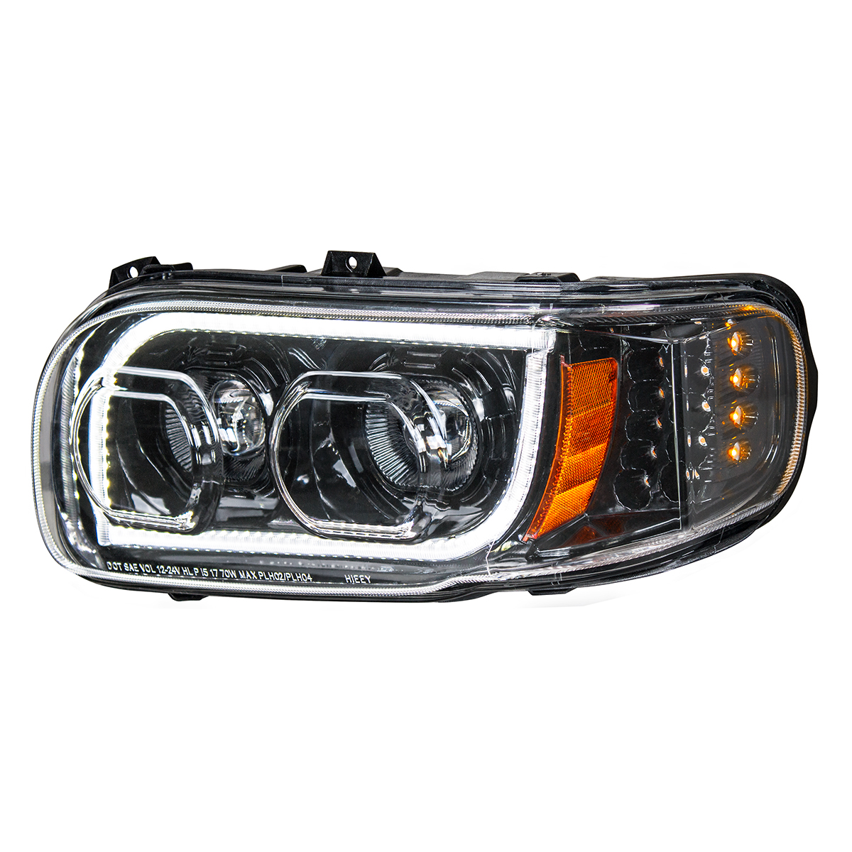High Power LED "Blackout" Headlight With 16 LED Turn & 57 LED Bar For 2008-2024 Peterbilt 389- Driver - Thumbnail 2