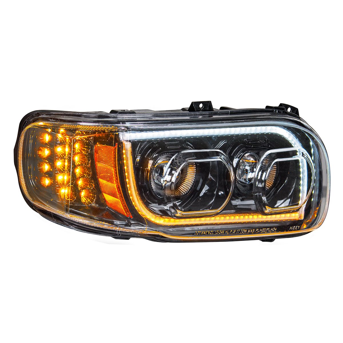 High Power LED "Blackout" Headlight With 16 LED Turn & 57 LED Bar For 2008-2024 Peterbilt 389- Passenger
