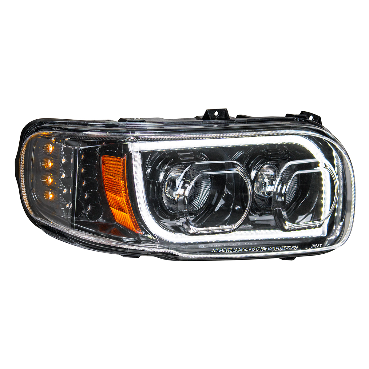 High Power LED "Blackout" Headlight With 16 LED Turn & 57 LED Bar For 2008-2024 Peterbilt 389- Passenger - Thumbnail 2