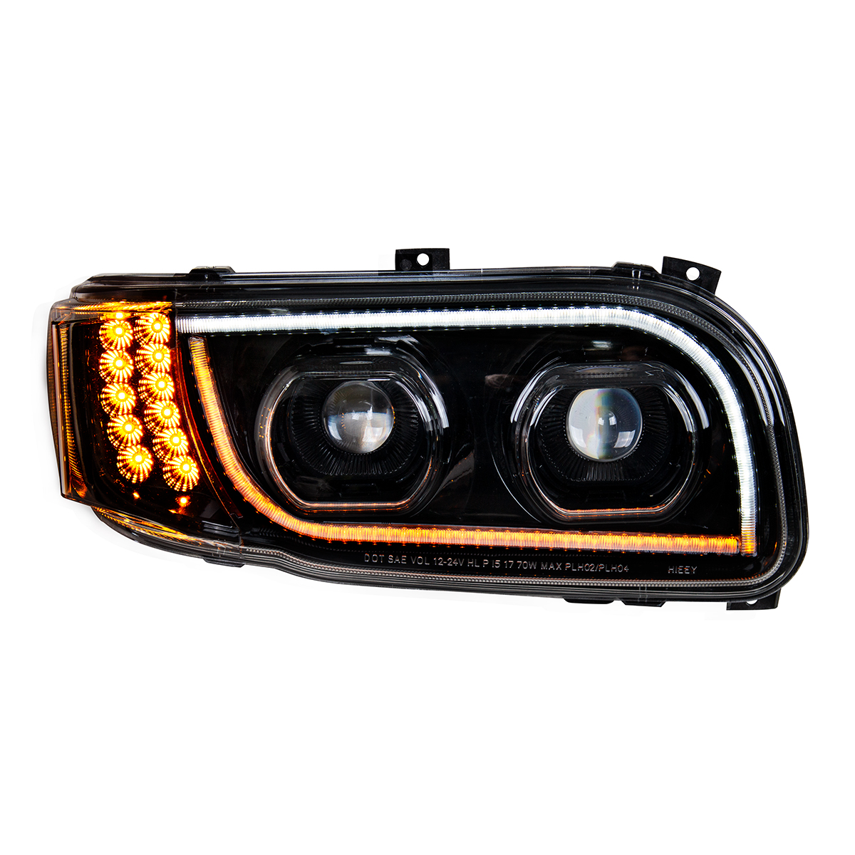 High Power LED "Blackout" Headlight With 16 LED Turn & 57 LED Bar For 2008-2024 Peterbilt 389- Passenger - Thumbnail 4