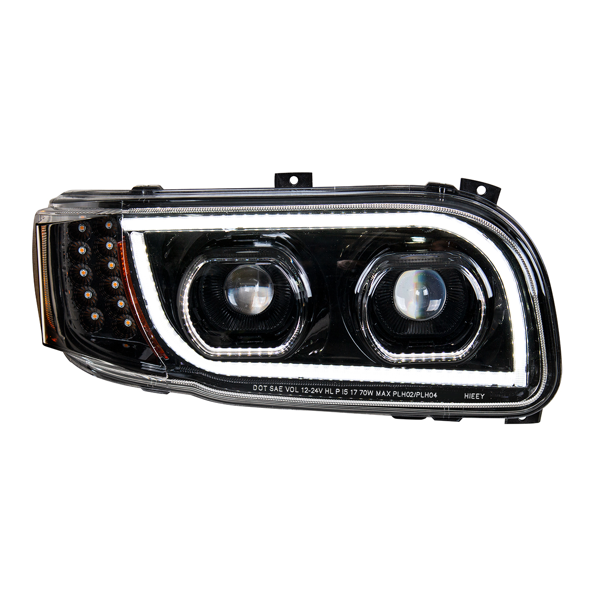 High Power LED "Blackout" Headlight With 16 LED Turn & 57 LED Bar For 2008-2024 Peterbilt 389- Passenger - Thumbnail 5
