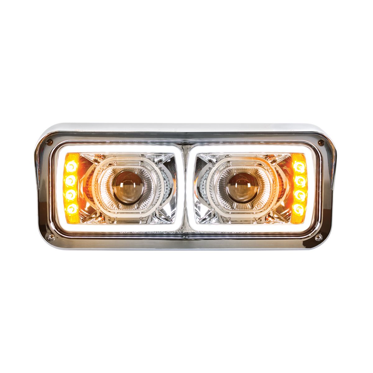 High Power LED "Chrome" Projection Headlight With LED Turn Signal & Position Light Bar - Driver