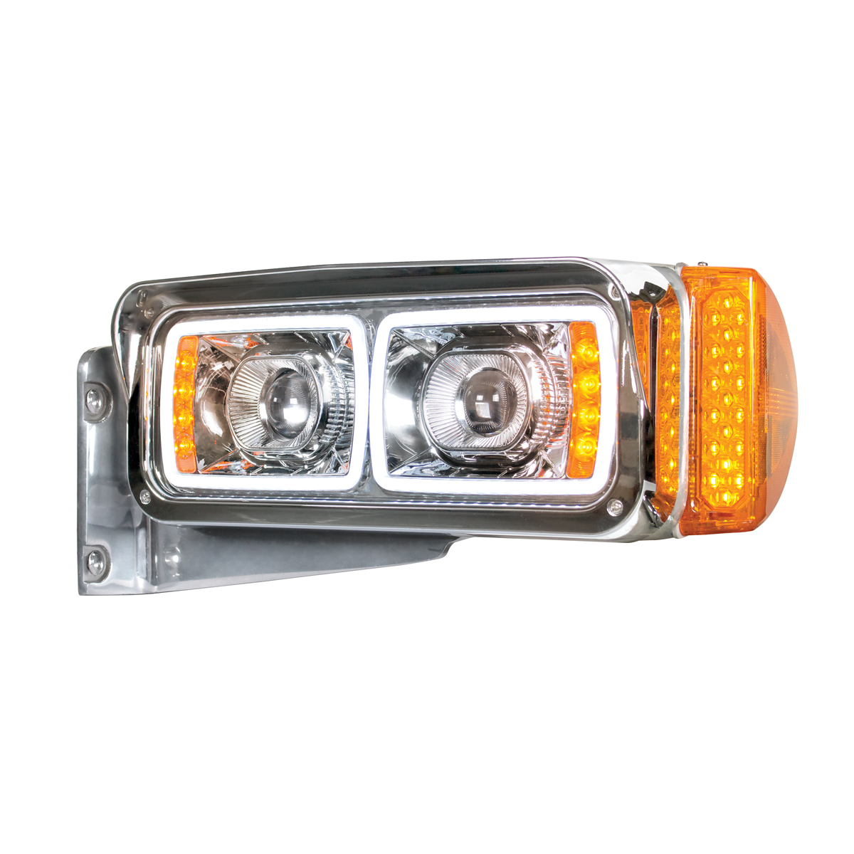 High Power LED "Chrome" Projection Headlight With LED Turn Signal & Position Light Bar - Driver - Thumbnail 4