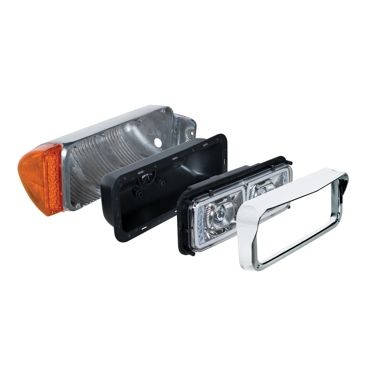High Power LED "Blackout" Projection Headlight With LED Turn Signal & Position Light Bar - Passenger - Thumbnail 4