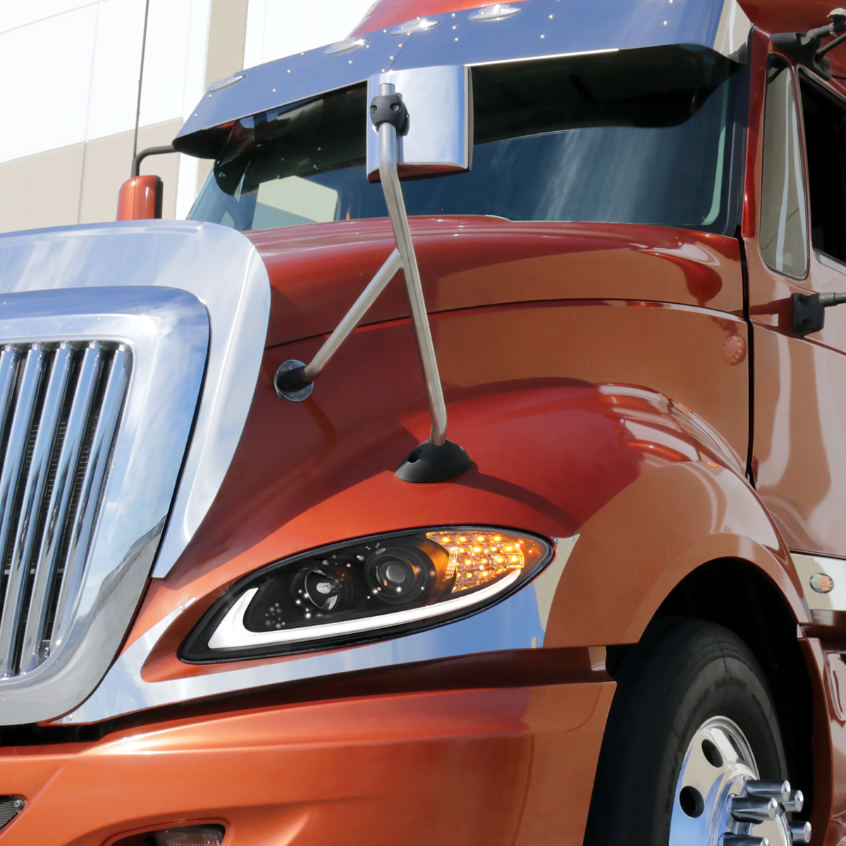 Black Projection Headlight With LED Turn Signal & Light Bar For 2006-2017 International Prostar - Passenger - Thumbnail 6