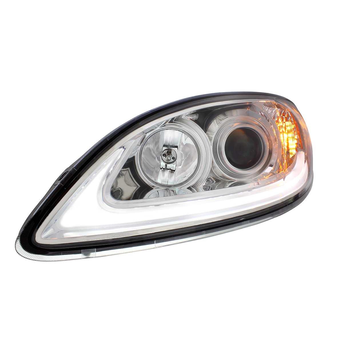 Chrome Projection Headlight With LED Light Bar For 2006-2017 International Prostar - Driver - Thumbnail 3