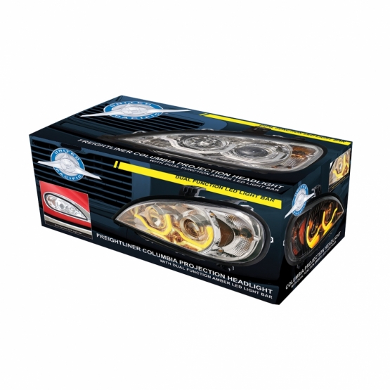 Chrome Projection Headlight With Dual Function Light Bar For 2001-2020 Freightliner Columbia - Driver - Thumbnail 6