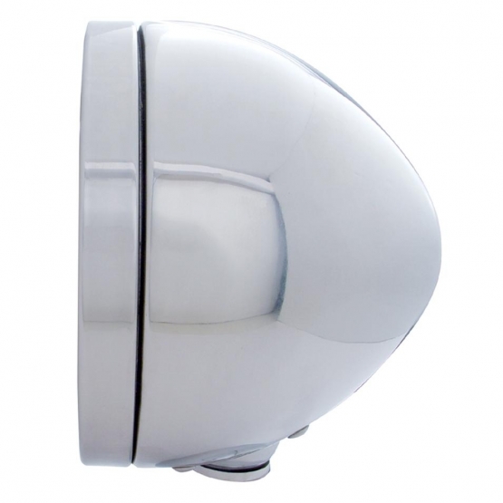 Stainless Steel Bullet Classic Headlight H6024 Bulb & Turn Signal - Amber Lens - Thumbnail 3