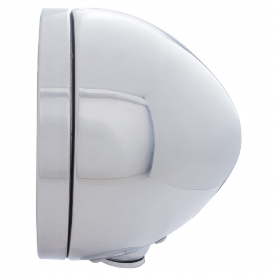 Stainless Steel Bullet Classic Headlight H4 Bulb & Turn Signal - Amber Lens - Thumbnail 3