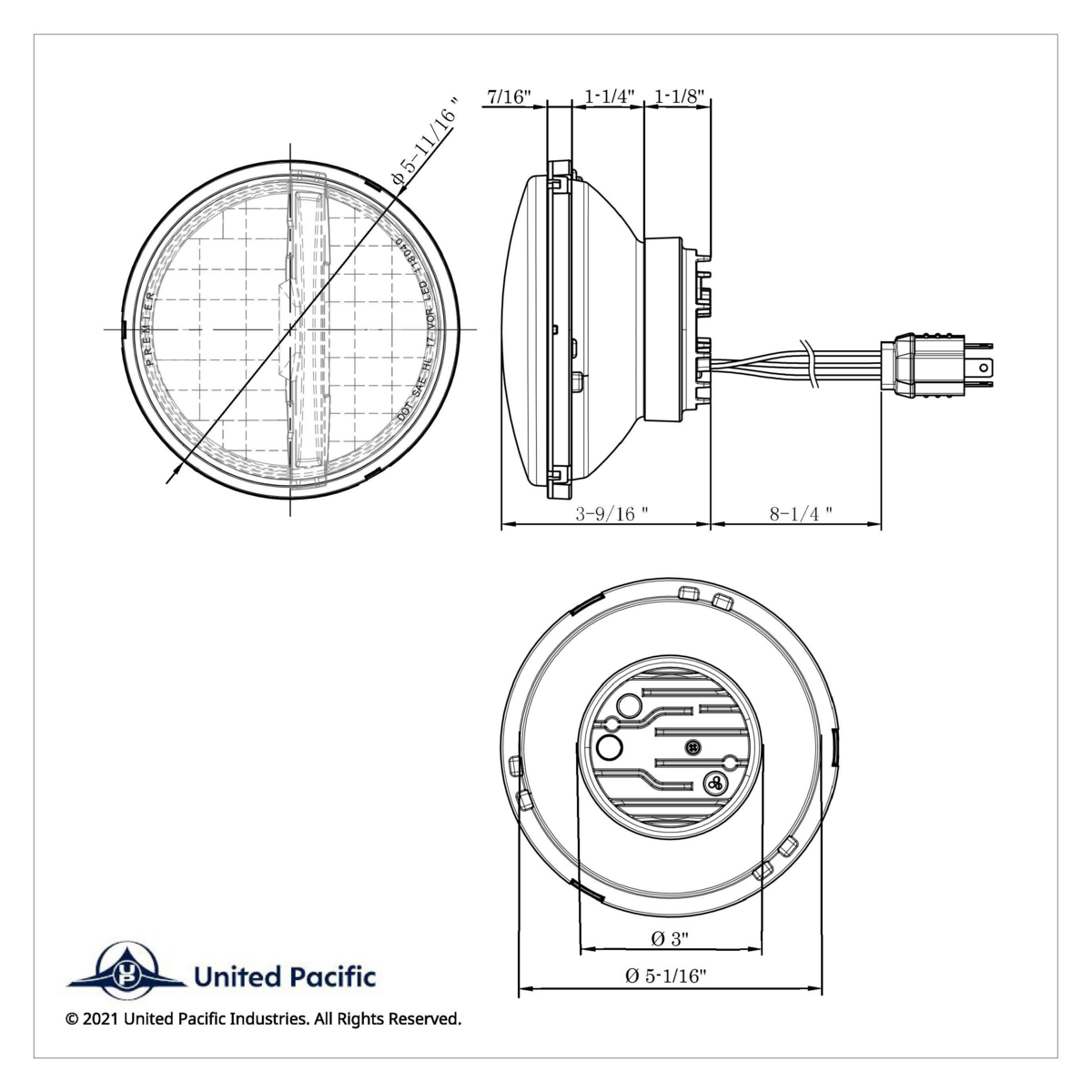 ULTRALIT - 8 High Power LED 5-3/4" Headlight - Silver - Thumbnail 9