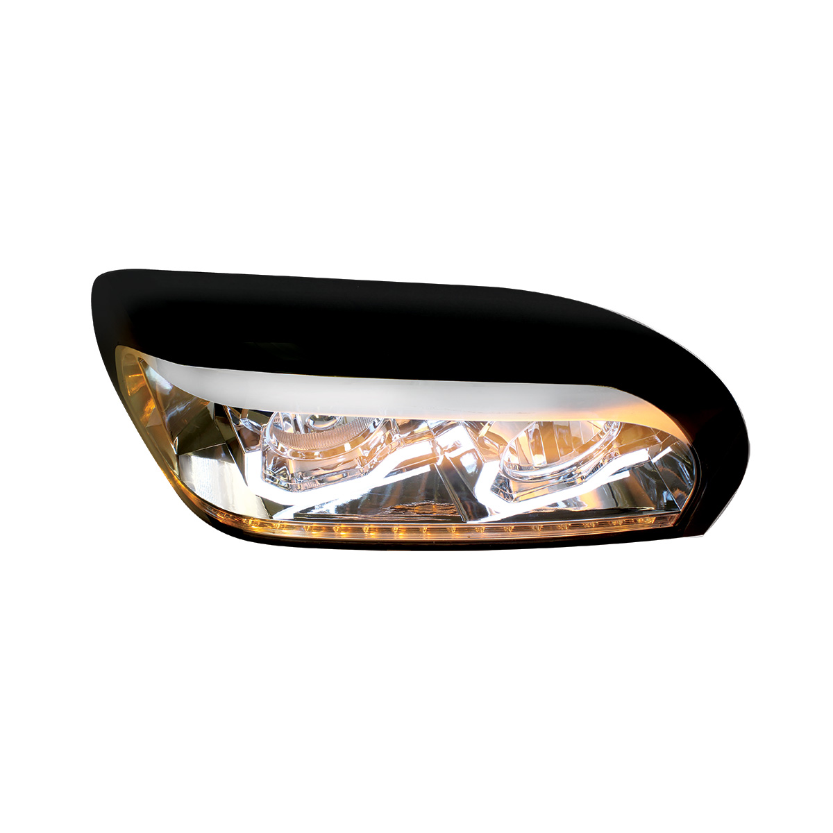Chrome Headlight With LED Turn Signal & Light Bar For 1996-2010 Freightliner Century - Passenger - Thumbnail 5