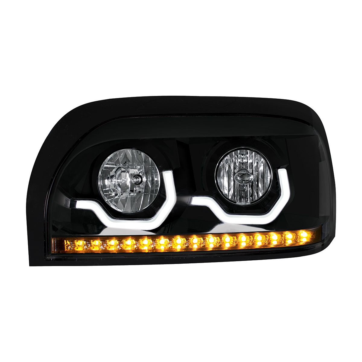 Blackout Headlight With LED Turn Signal & Light Bar For 1996-2010 Freightliner Century - Driver - Thumbnail 2