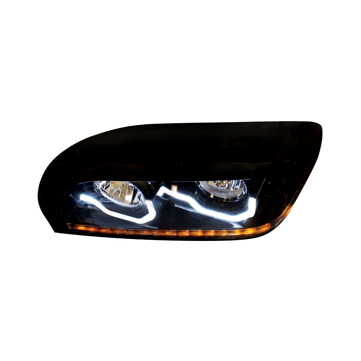 Blackout Headlight With LED Turn Signal & Light Bar For 1996-2010 Freightliner Century - Driver - Thumbnail 5