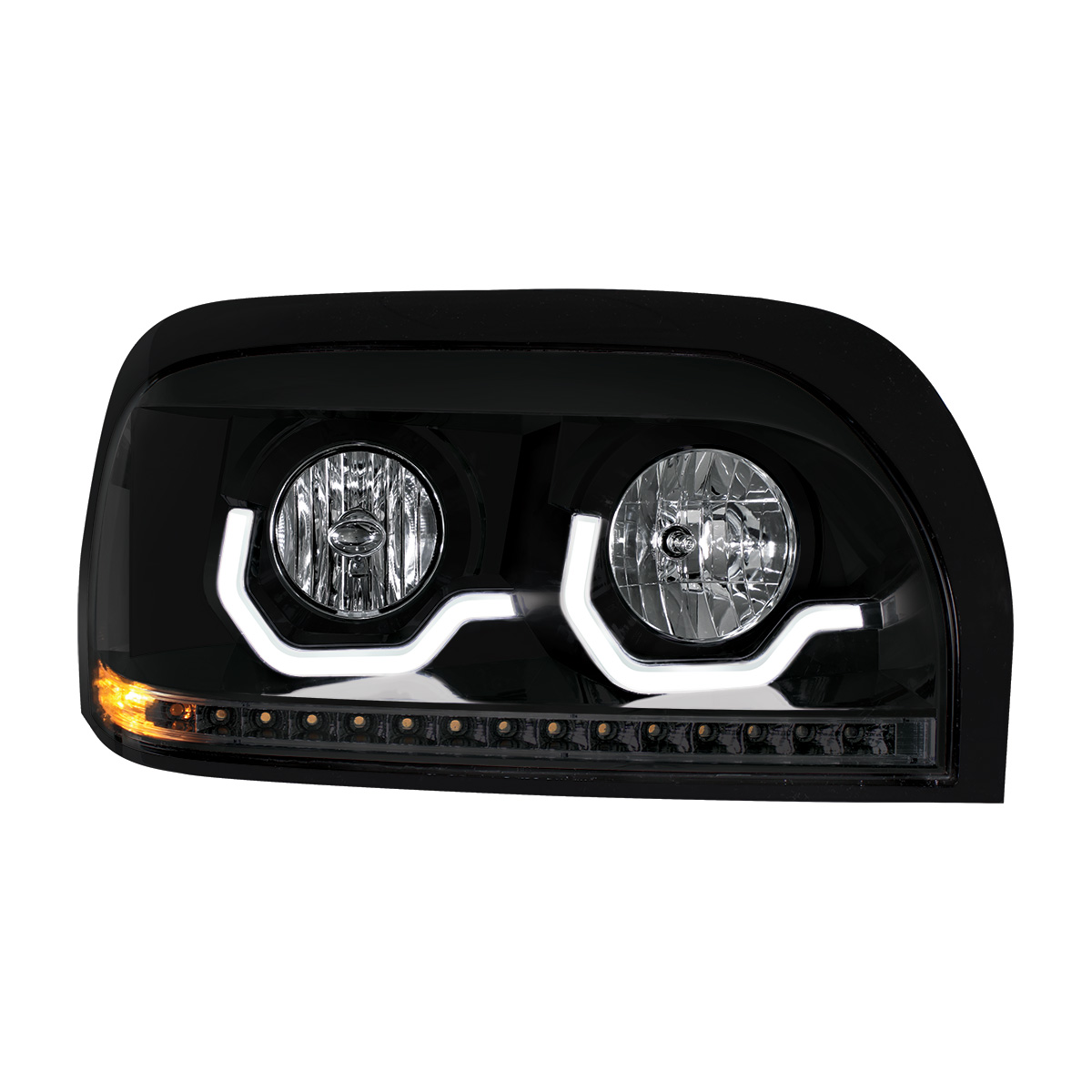 Blackout Headlight With LED Turn Signal & Light Bar For 1996-2010 Freightliner Century - Passenger - Thumbnail 3
