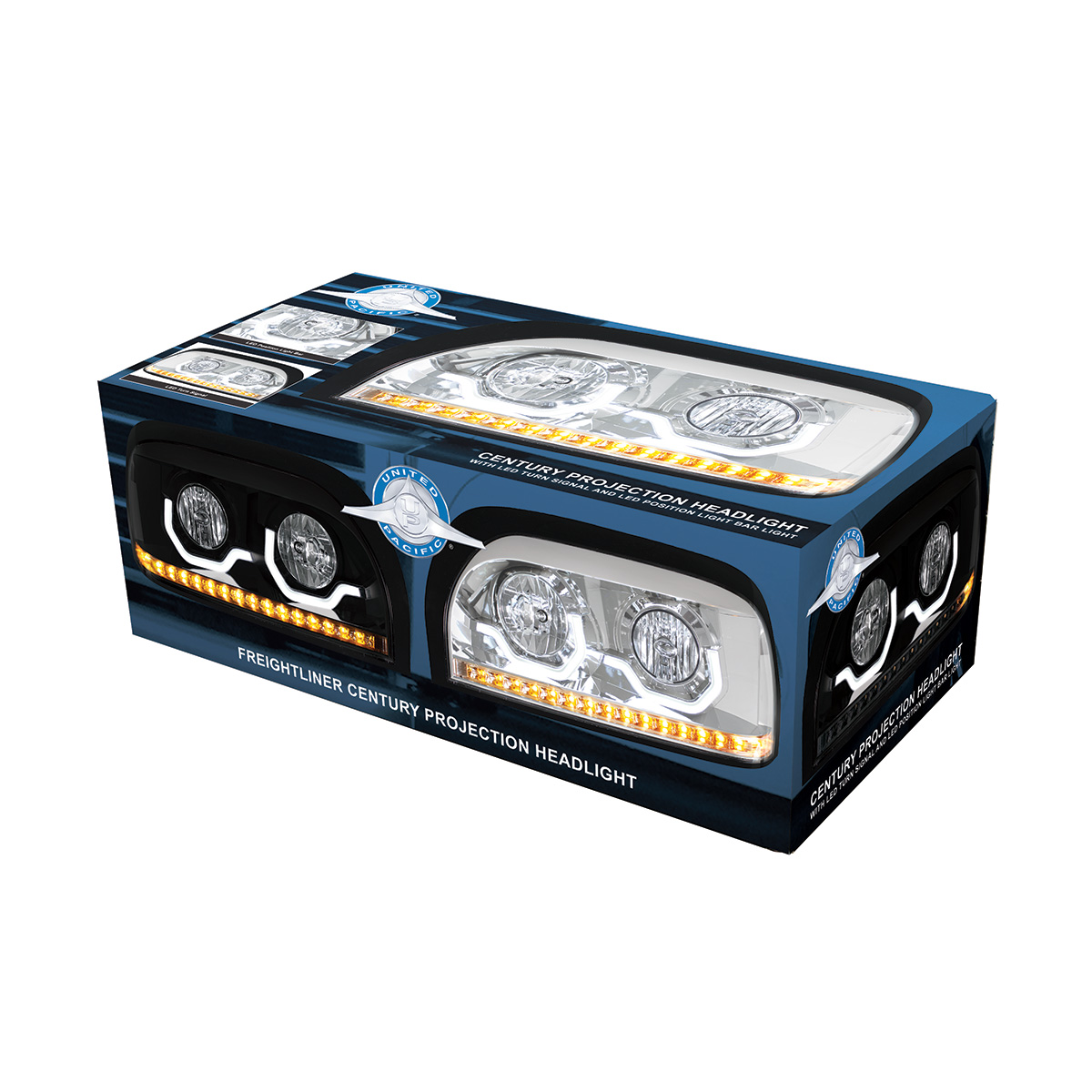 Blackout Headlight With LED Turn Signal & Light Bar For 1996-2010 Freightliner Century - Passenger - Thumbnail 7