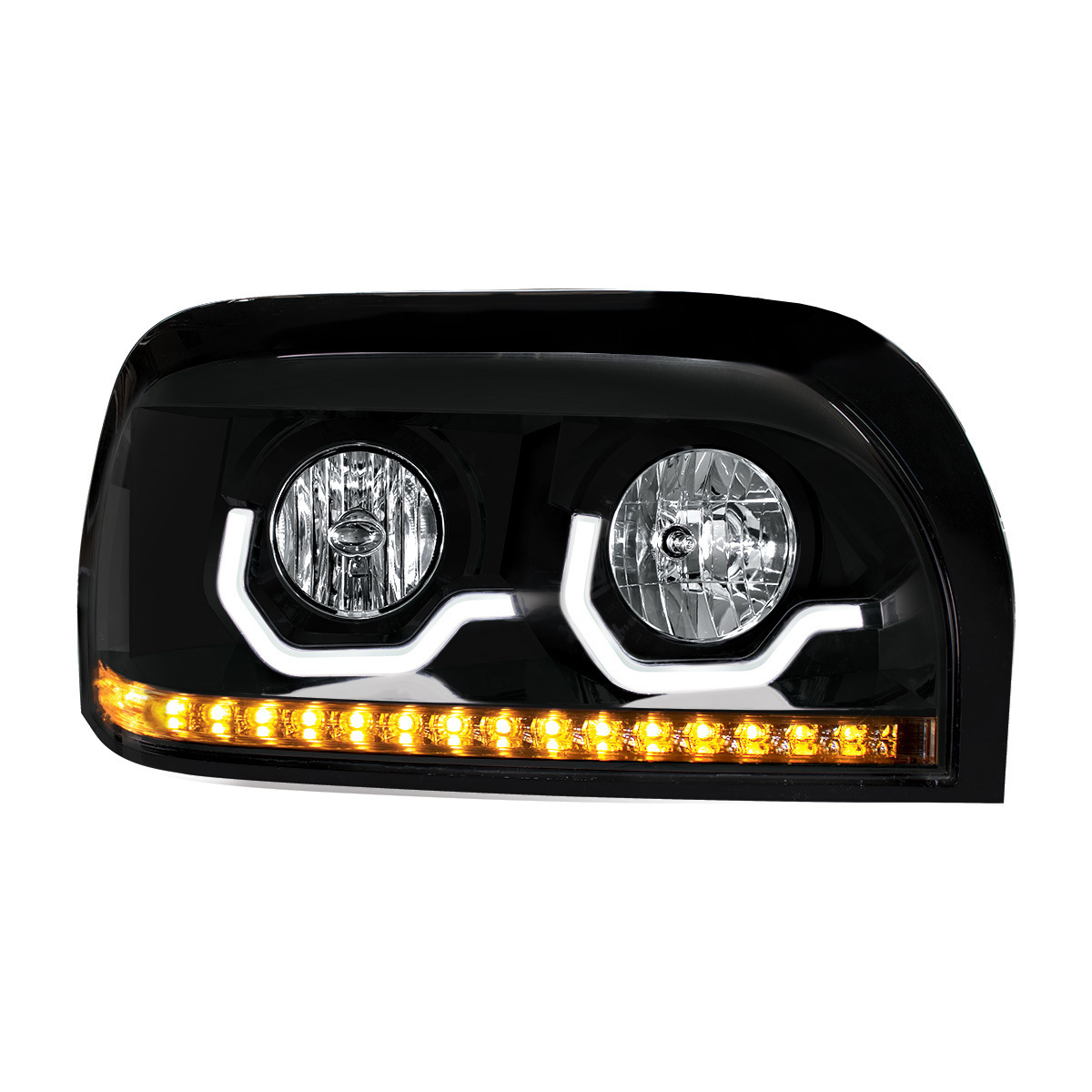 Blackout Headlight With LED Turn Signal & Light Bar For 1996-2010 Freightliner Century - Passenger - Thumbnail 8