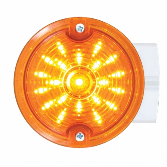 21 LED 3-1/4" Signal Light For Harley Motorcycle With Housing - Amber LED/Amber Lens