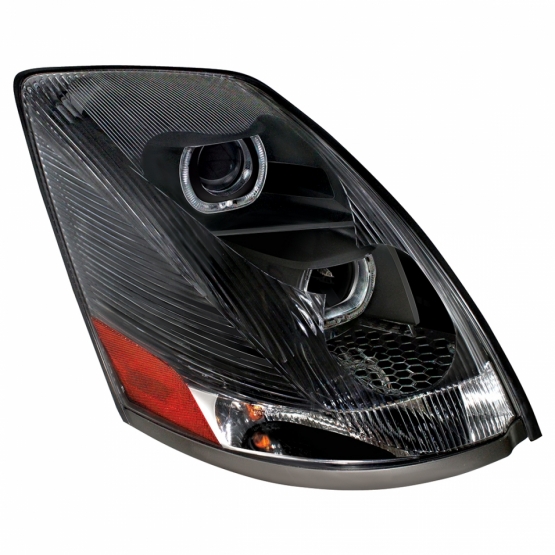 Blackout Projection Headlight With Amber LED Light Bar For 2003-2017 Volvo VN/VNL - Passenger - Thumbnail 2