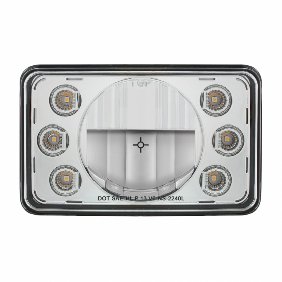 ULTRALIT - 4" X 6" LED Headlight With Dual Function 6 Amber LED Position Lights - Low Beam - Thumbnail 2