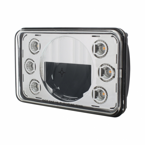 ULTRALIT - 4" X 6" LED Headlight With Dual Function 6 Amber LED Position Lights - Low Beam - Thumbnail 4