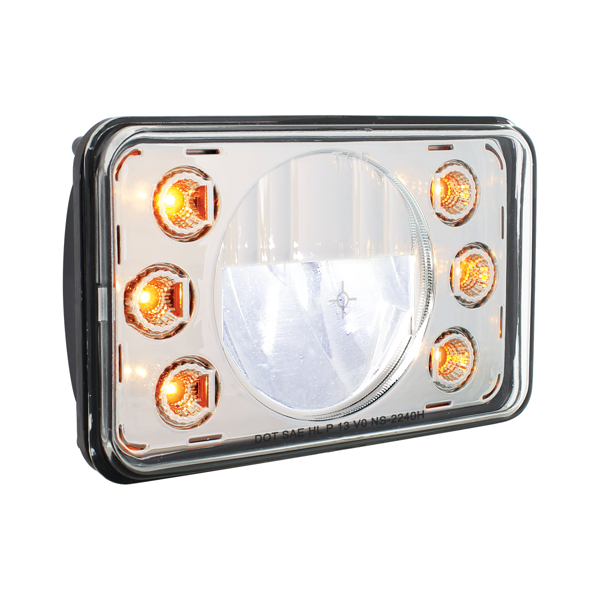ULTRALIT - 4" X 6" LED Headlight With Dual Function 6 Amber LED Position Lights - High Beam - Thumbnail 3