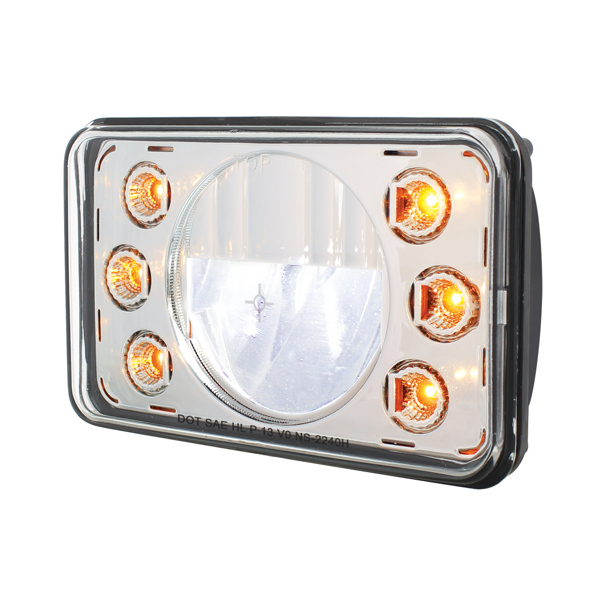 ULTRALIT - 4" X 6" LED Headlight With Dual Function 6 Amber LED Position Lights - High Beam - Thumbnail 5