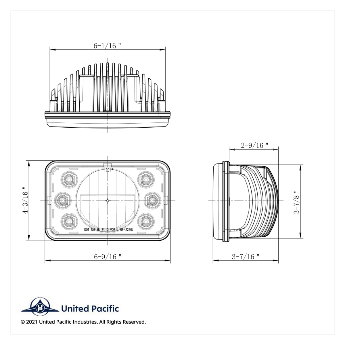 ULTRALIT - 4" X 6" LED Headlight With Dual Function 6 Amber LED Position Lights - High Beam - Thumbnail 9