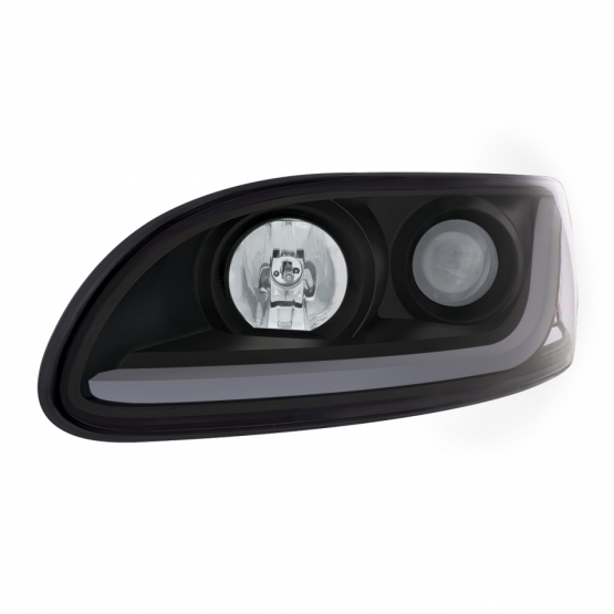 Black Projection Headlight W/LED Dual Function Light Bar For PB 386 (2005-2015) & 387 (1999-2010) - Driver - Thumbnail 4