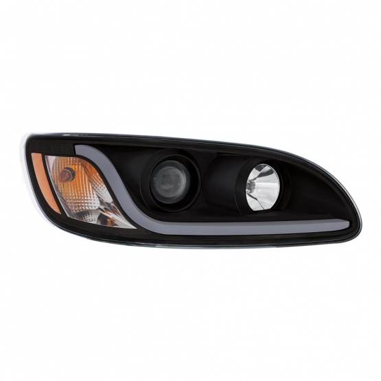 Black Projection Headlight W/LED Dual Function Light Bar For PB 386 (2005-2015) & 387 (1999-2010) - Passenger - Thumbnail 2