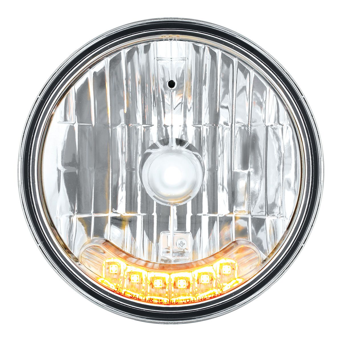 7" Crystal Headlight With 6 Amber LED Position Light