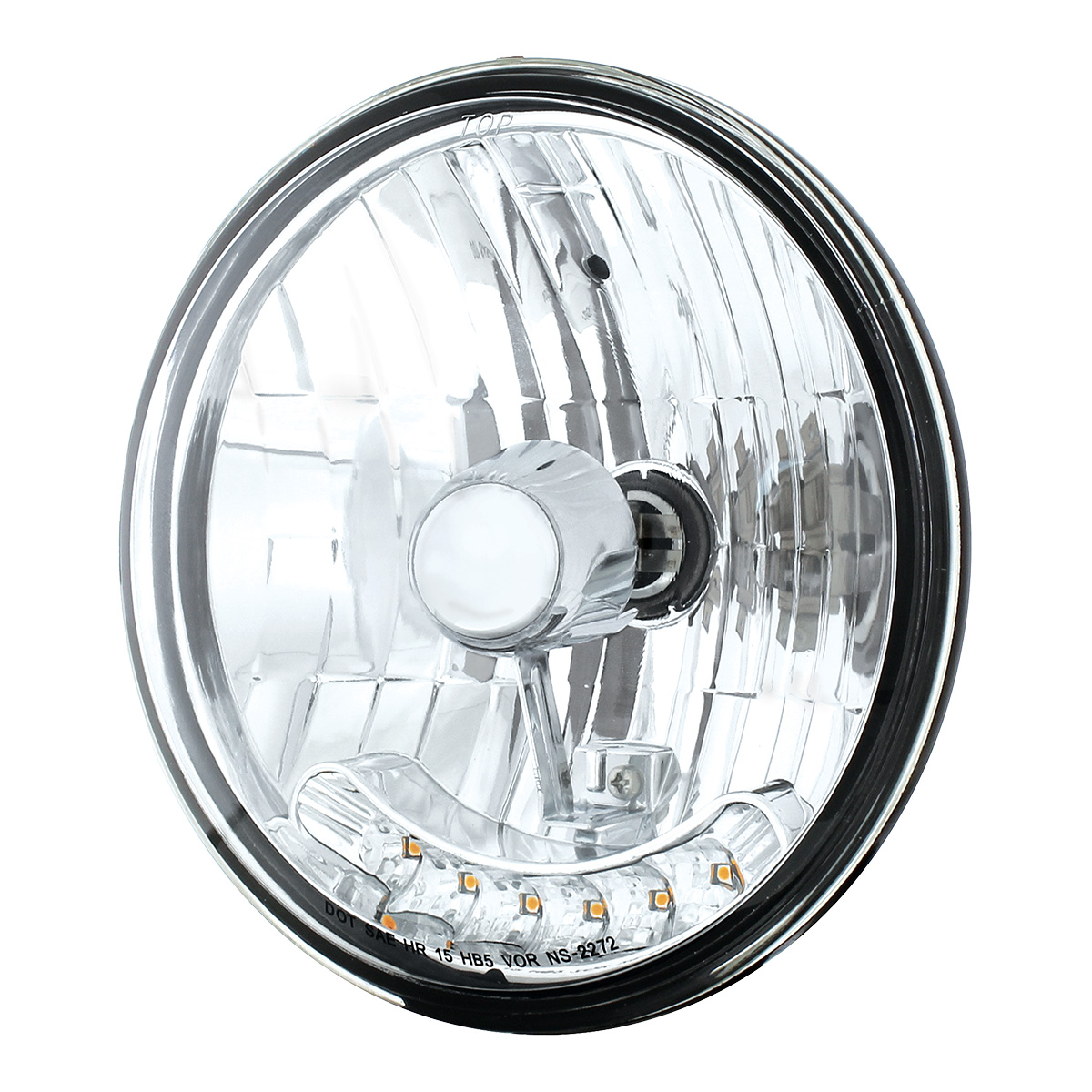 7" Crystal Headlight With 6 Amber LED Position Light - Thumbnail 3