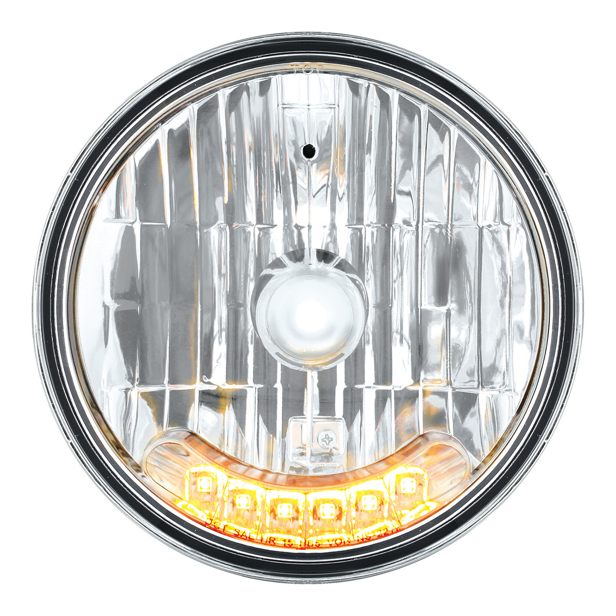 7" Crystal Headlight With 6 Amber LED Position Light - Thumbnail 7