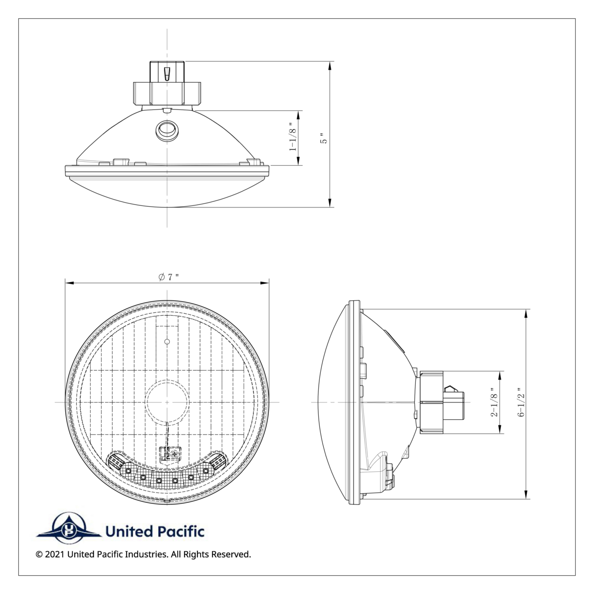 7" Crystal Headlight With 6 Amber LED Position Light - Thumbnail 8