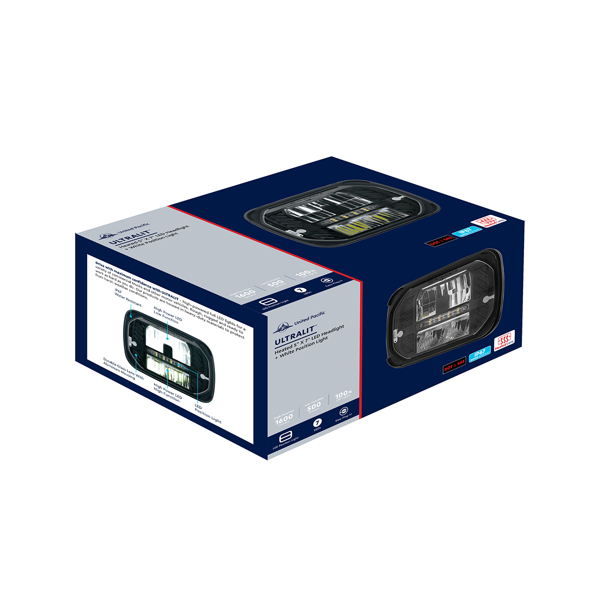 ULTRALIT - Heated 5"X7" LED Headlight With White Position Light - Thumbnail 10