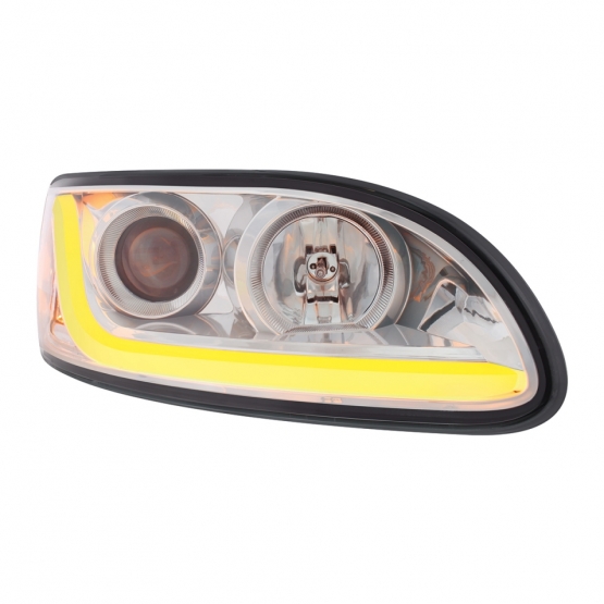 Chrome Projection Headlight W/LED Dual Function Light Bar For PB 386 (2005-2015) & 387 (1999-2010) - Passenger - Thumbnail 3