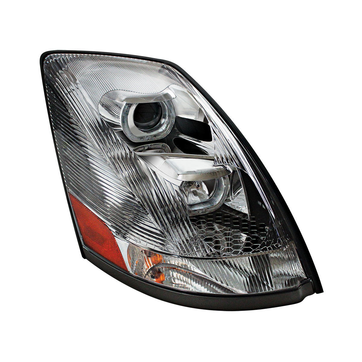 Chrome Projection Headlight With White LED Light Bar For 2003-2017 Volvo VN/VNL - Passenger - Thumbnail 2