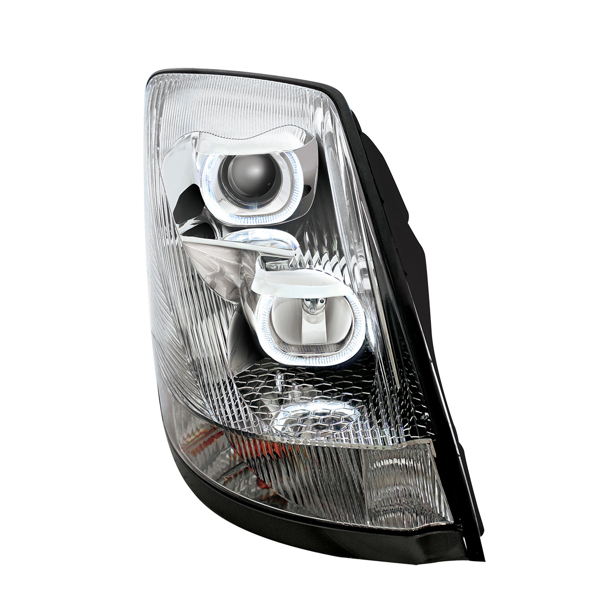 Chrome Projection Headlight With White LED Light Bar For 2003-2017 Volvo VN/VNL - Passenger - Thumbnail 3