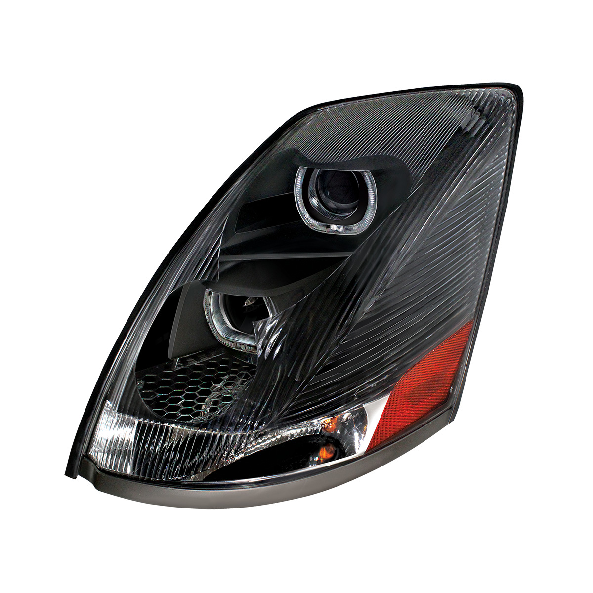 Blackout Projection Headlight With White LED Light Bar For 2003-2017 Volvo VN/VNL - Driver - Thumbnail 2