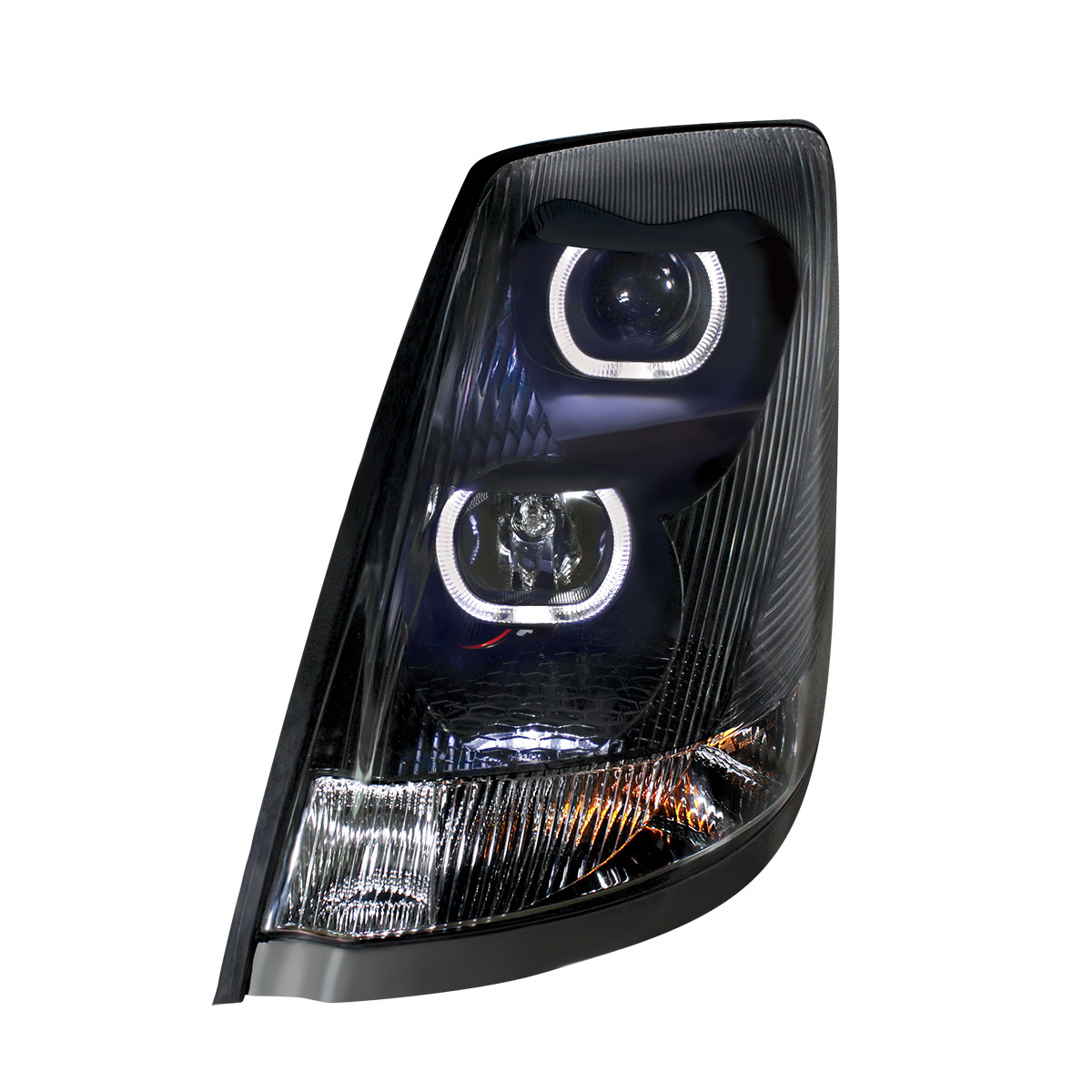 Blackout Projection Headlight With White LED Light Bar For 2003-2017 Volvo VN/VNL - Driver - Thumbnail 3