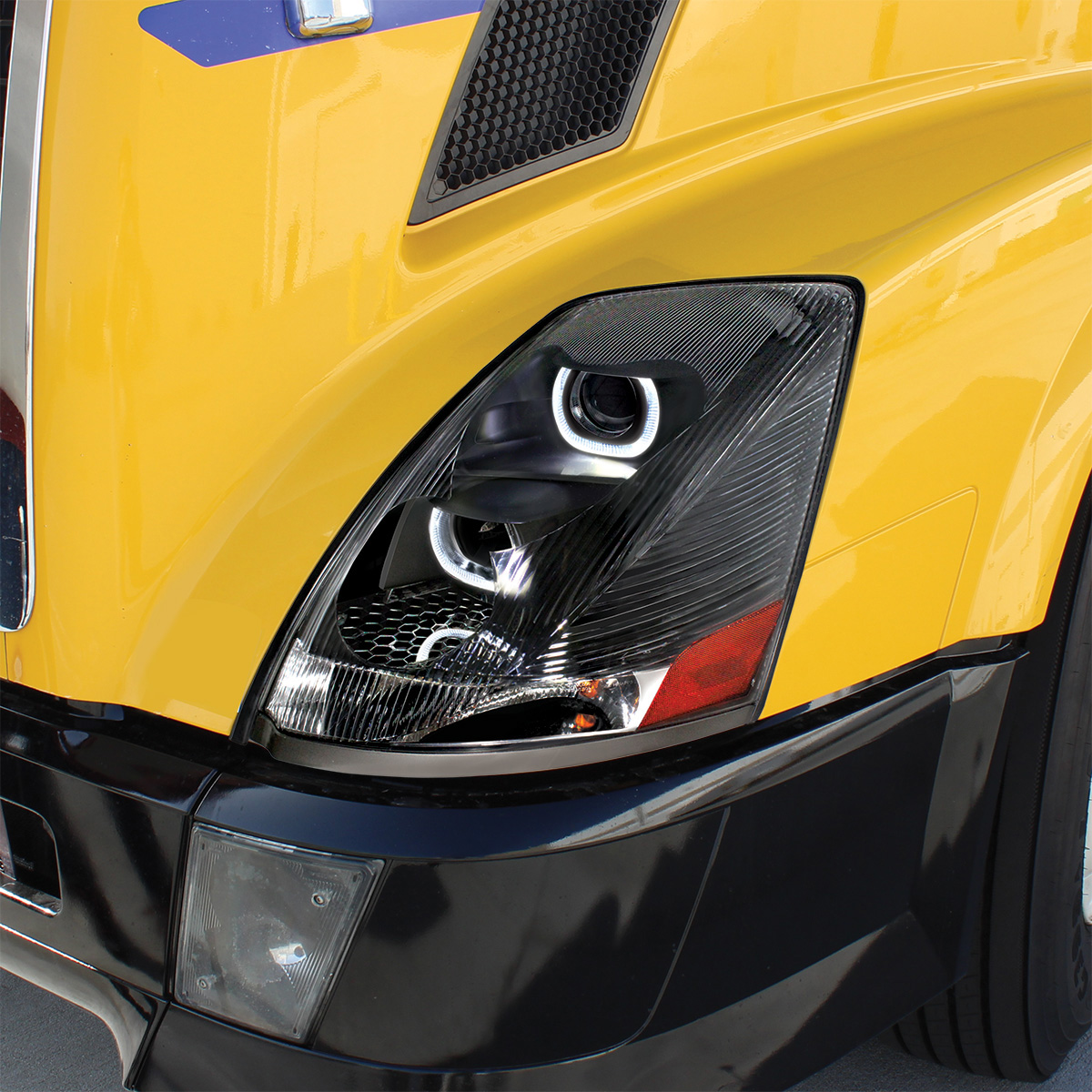 Blackout Projection Headlight With White LED Light Bar For 2003-2017 Volvo VN/VNL - Driver - Thumbnail 6