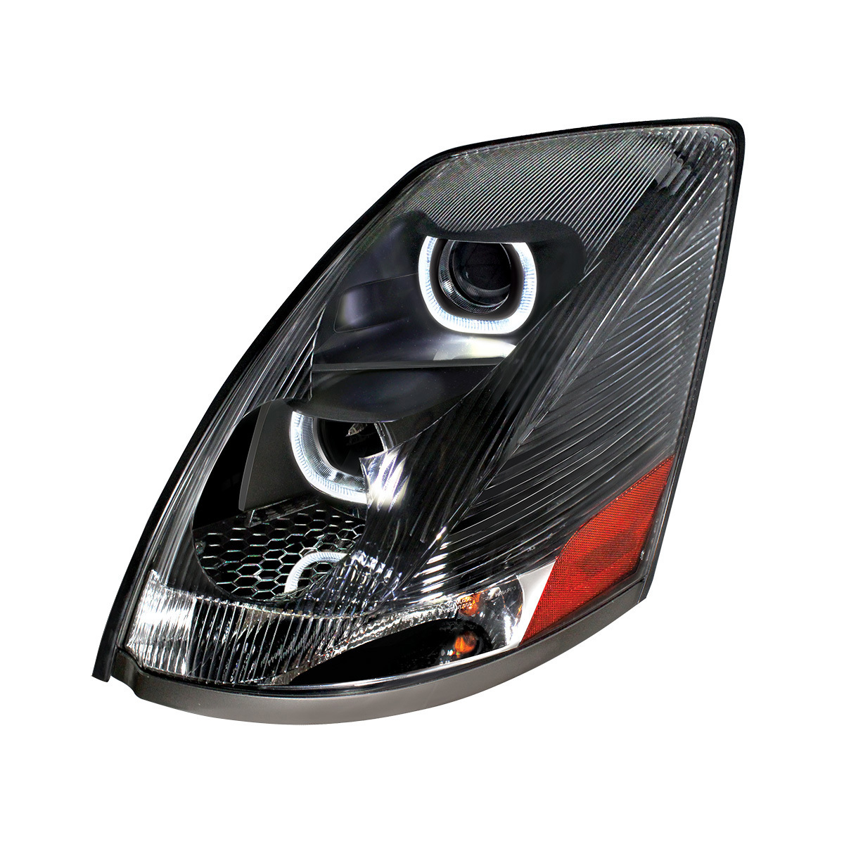 Blackout Projection Headlight With White LED Light Bar For 2003-2017 Volvo VN/VNL - Driver - Thumbnail 7