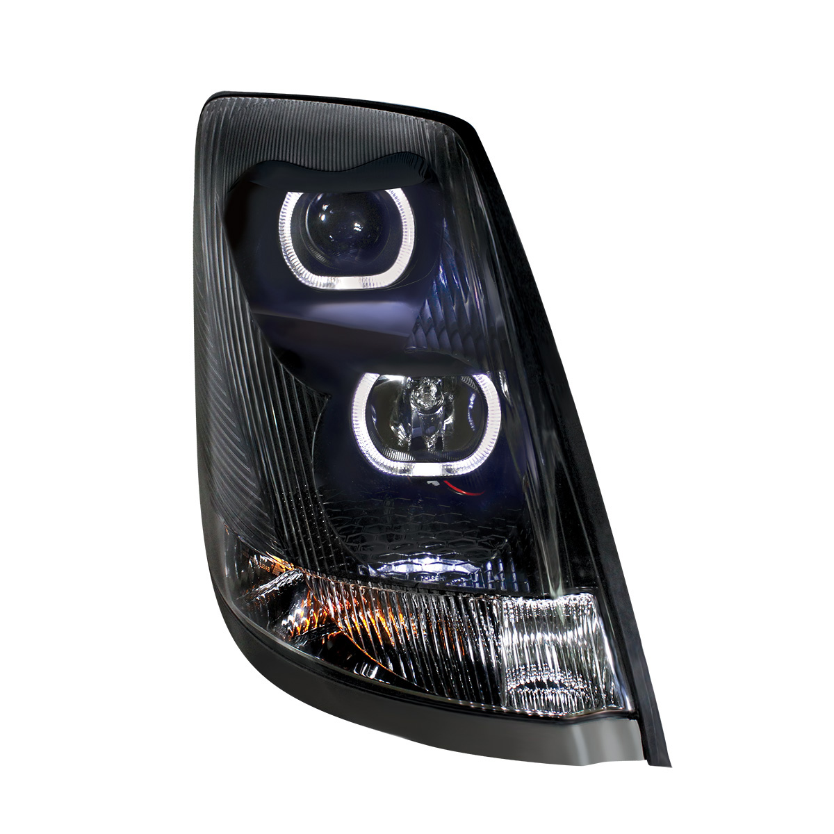 Blackout Projection Headlight With White LED Light Bar For 2003-2017 Volvo VN/VNL - Passenger - Thumbnail 3