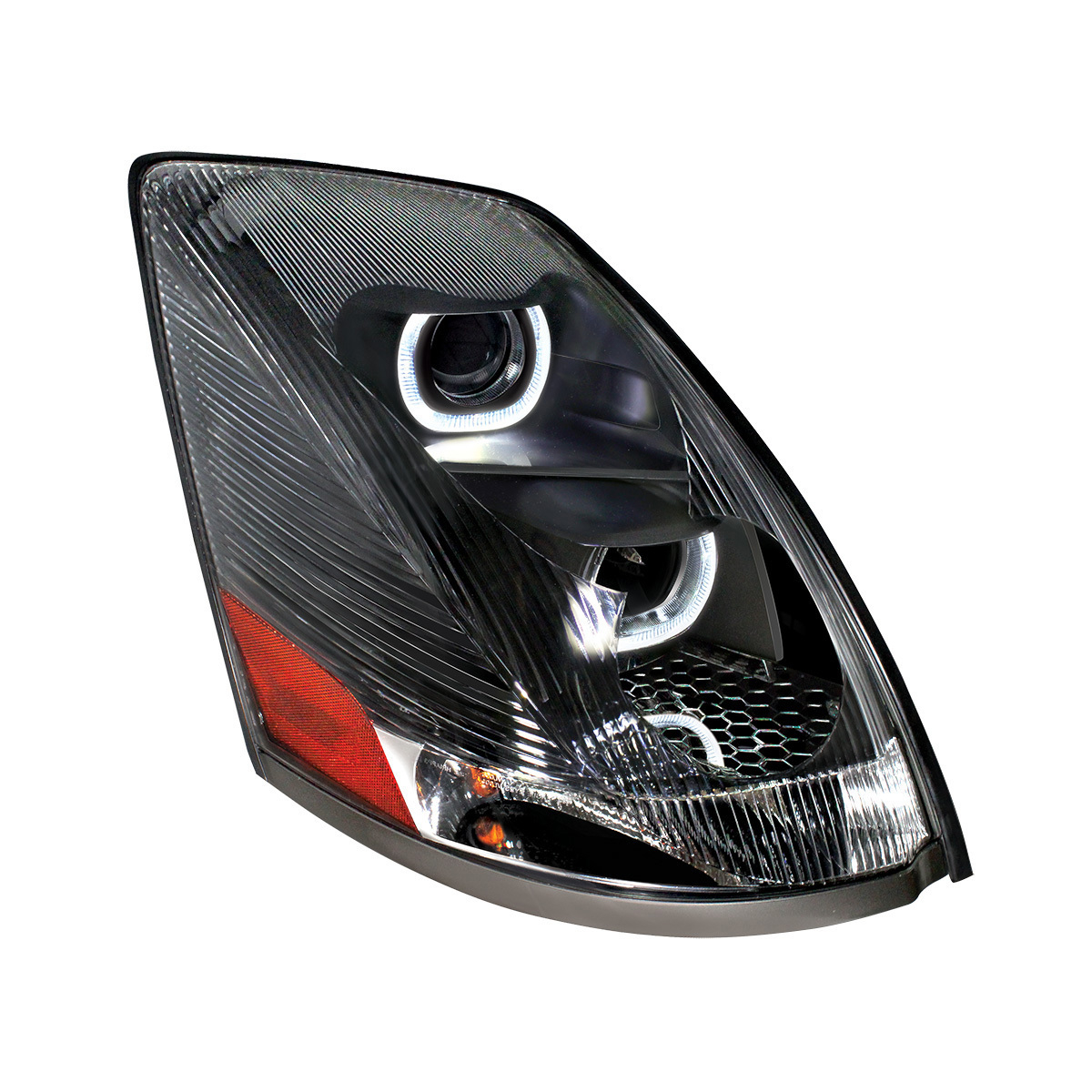 Blackout Projection Headlight With White LED Light Bar For 2003-2017 Volvo VN/VNL - Passenger - Thumbnail 7