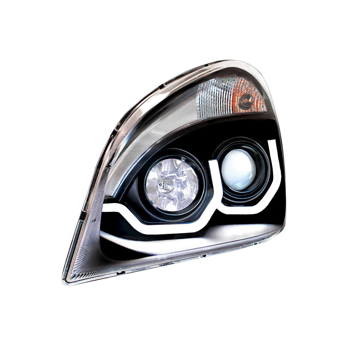 Blackout Projection Headlight With White LED Position Light For 2008-2017 Freightliner Cascadia - Driver - Thumbnail 3